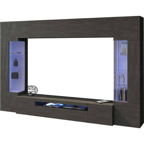Parete Attrezzata Moderna per Soggiorno 290X40X191,2cm - QUANTUM - Colore: antracite opaco (1/5)