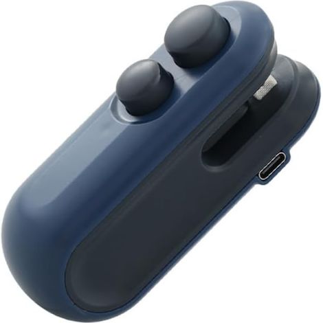Scelleuse de sacs thermiques manuelle 2 en 1 avec lame de coupe intégrée, scelleuse alimentaire portable, couleur bleue. (1/5)