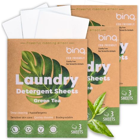 Toallitas para lavar ropa, 9 unidades, universales, verdes, hipoalergénicas, con aroma a té verde. (1/5)
