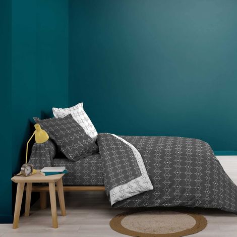 Housse de Couette 240 x 220 cm Aristide Anthracite 100% Coton (1/4)