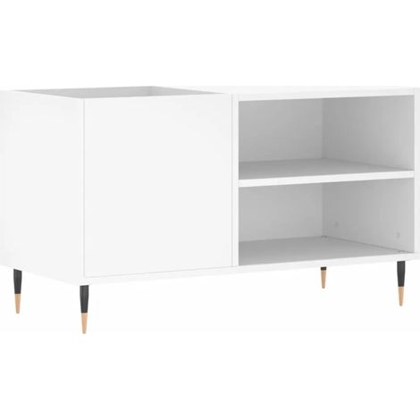 Armario para discos clásico abierto 85 x 38 x 48 cm gran espacio de almacenamiento estilo industrial en madera blanca 020049100 (1/5)
