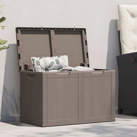 vidaXL Caja de almacenaje para jardín 180 L PP aspecto madera marrón (1/5)