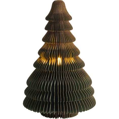 Albero di Natale in carta a nido d'ape con luci LED verde Andan