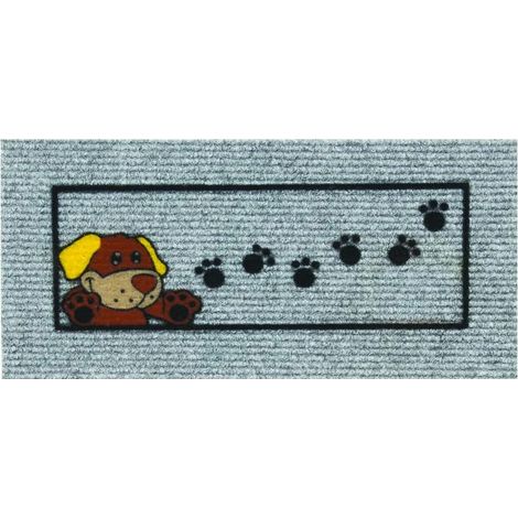 Zerbino Antiscivolo Salva Gradino 25x50 Assorbente Tappeto Ingresso Morbido 100% Made In Italy Cane - Grigio