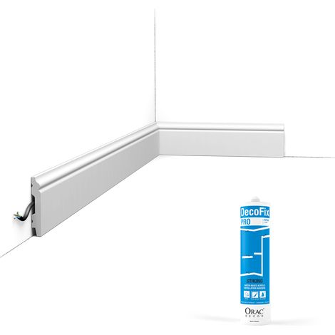 Pack 10 mètres Plinthes SX165 avec colle - Orac x Cimaises-et-plus - 7 x 1,0 x 200cm (h x p x L) - plinthe décorative polymère (1/5)
