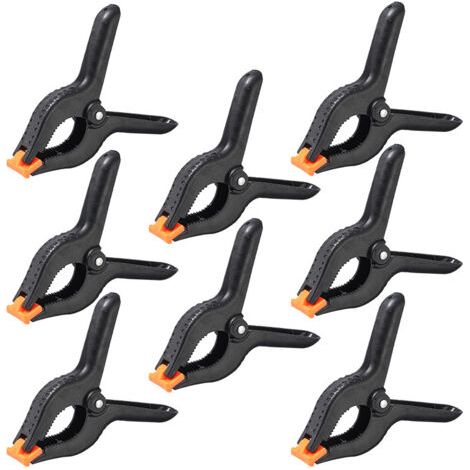 8 Pièces Pinces À Ressort 2 Pouces Pinces Pince A Ressort Plastique Pince De Serrage Serre Joint Nylon Clips Pour Travaux Du Bois Et Studio De Photographie (Noir)