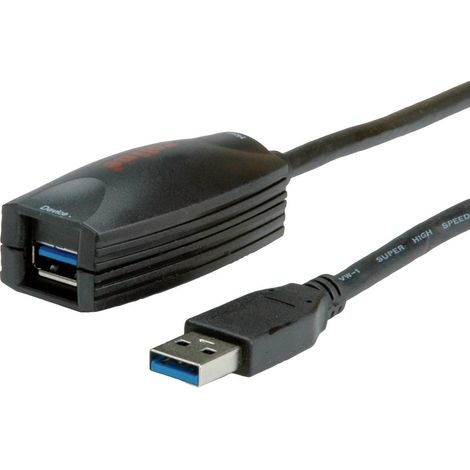 Roline Câble USB USB 3.2 Gen1 USB-A mâle, USB-A femelle 5.00 m noir 12.04.1096