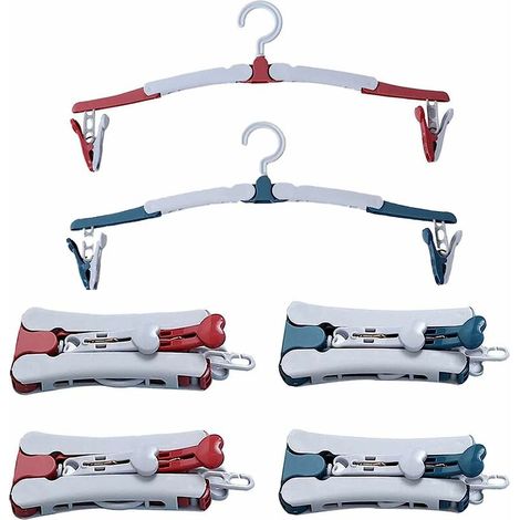 royaluxe - Cintres Plastiques Portables, 6 Pièces, Cintres Pliables de Voyage, Gain de Place, Cintre Pliant Pivotant Antidérapan, Gain de Place en Voyage, 360 ° Antidérapant Cintres Pliants (Rouge, Bl (1/5)