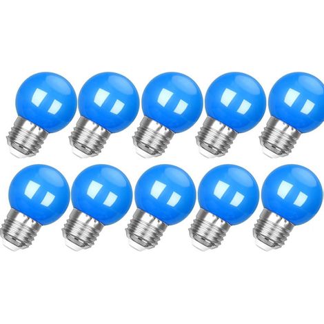Ampoule LED sphérique G45 E27 couleur bleu 3 W AC220‑240 V non dimmable éclairage décoratif Halloween Noël et fêtes lot de 10 (1/5)
