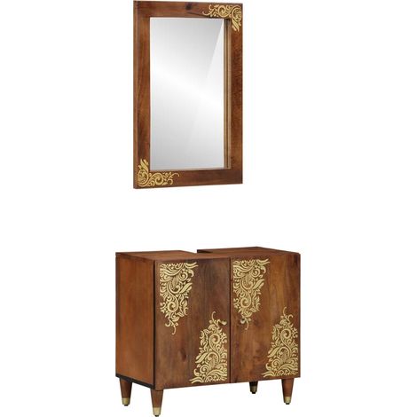 Juego de muebles de baño 2 pcs Marrón miel 62 x 33 x 58 cm