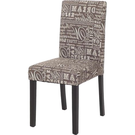 Littau silla de comedor, silla de cocina, tela/textil, letras grises, patas oscuras (1/5)