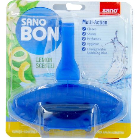 Percha colorante para inodoro Sano Bon 5 en 1 - Limón 55 g