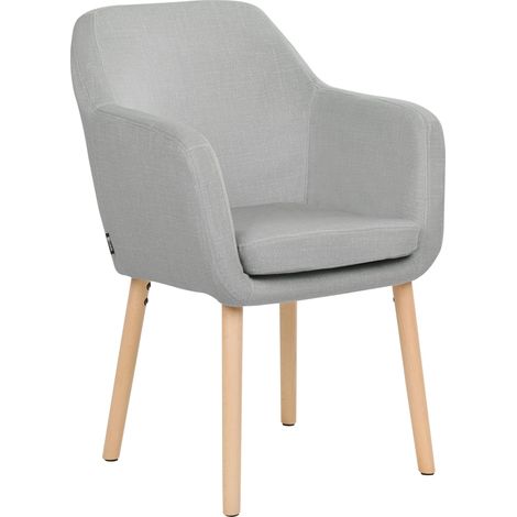 Sedia da pranzo classica imbottita in tessuto di velluto con braccioli gambe in legno grigio Yorkville