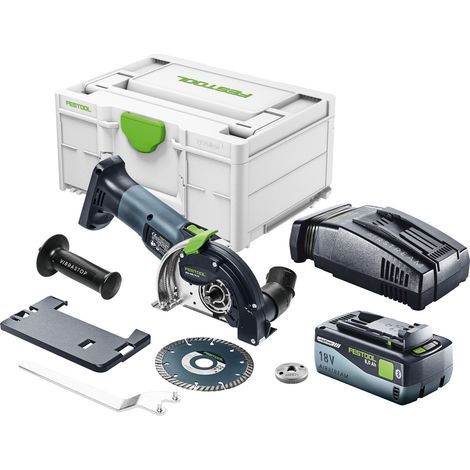 Sistema di taglio a mano libera a batteria Festool DSC-AGC 18-125 FH Basic 18 V 125 mm brushless + 1x batteria ricaricabile 8,0 Ah + caricatore rapido + systainer