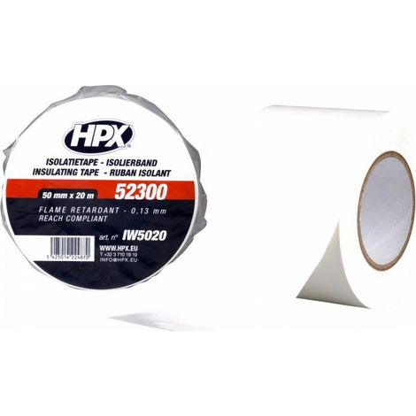 Weißes PVC-Band für Elektriker 50mm x 20m HPX - IW5020