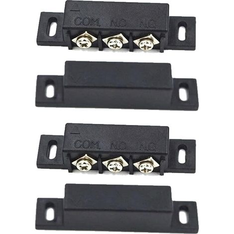 4 Pièces Capteur Magnétique pour Portes et Cadres en Bois, Montage en Surface Magnétique, Compatible Systèmes D'alarme, Sonore et Visuel, Noir Abs (1/5)