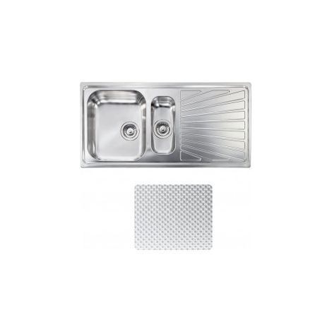CM 011495.S1.01.2018 COMETA Lavello da incasso 1 vasca e 1-2 vasca sinistra con gocciolatoio a destra in acciaio inox antigraffio (100x50 cm) colore Inox antigraffio (1/5)