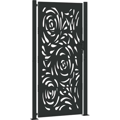 Portail de jardin - Portail d'extérieur - Clôture de jardin noir 105x205 cm acier conception de flamme fr10246 - Maison La Vie (1/5)