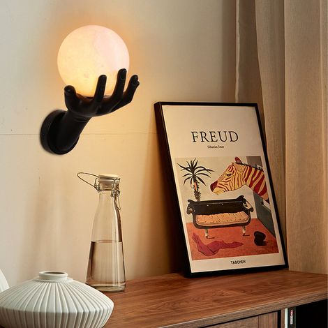 LED Indoor Wall Light Hand Shape Design Wall Lamp with G9 Warm White Light Bulb Creative Modern Loft Light Fixture for Staircase Kitchen Bedroom Black (1/5)
