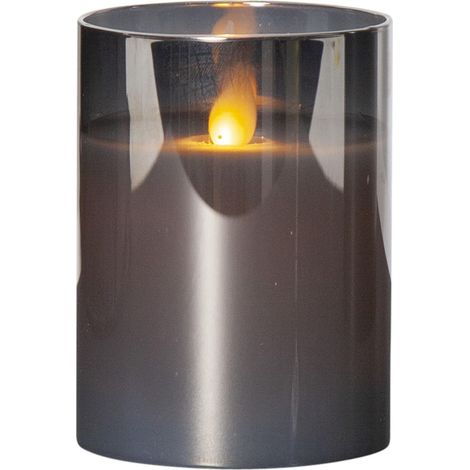 LED Windlicht ,M-Twinkle' mit Flackereffekt, Batterie, Timer, grau, H 10cm (1/5)