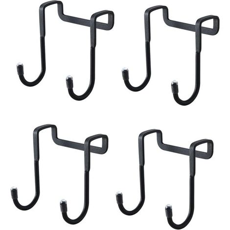 Lot de 2 crochets de porte de placard en acier inoxydable noir, crochets pour serviettes de douche, 2 crochets avec embouts en caoutchouc pour salle de bain, cuisine, chambre, manteaux, serviettes (1/5)