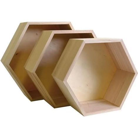Artémio mensole esagonali in legno naturale 3 misure