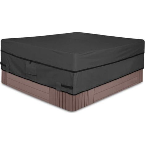Whirlpool-Schutzhülle Winddicht, Wasserdichte Outdoor-Spa-Abdeckung, Whirlpool-Plane mit Belüftungsöffnungen und Schnallen (193 x 193 x 51 cm)