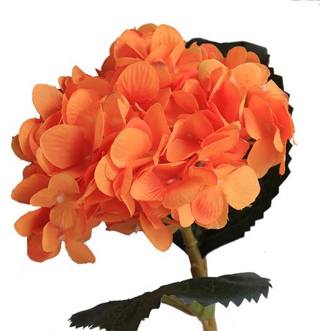 Bouquet D Hortensias Artificiels - Décoration Réaliste En Tissu Et Plastique - Pour Vase Maison Et Fête - Orange - 1 Pièce (1/2)