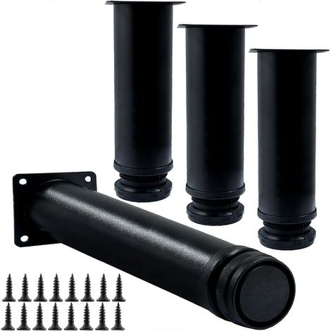 Quatre pieds de meubles réglables de 300 mm (12 pouces), en acier inoxydable, pieds de table robustes, pieds de canapé en métal, pieds de bureau noirs, pieds de coiffeuse, pieds de chaise. (1/5)