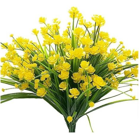 4 Narcisse Jaune arbuste Anti-UV Plante Artificielle en Plastique arbuste Bureau à Domicile en Plein air Jardin Jardin Table de Mariage Table de Ferme décoration