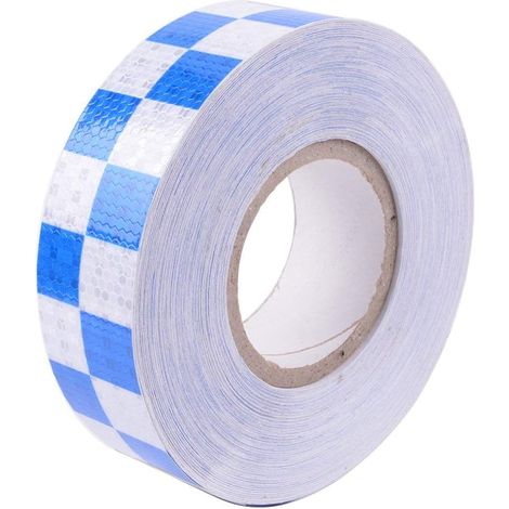 Ruban de sécurité réfléchissant x avertissement nocturne et autocollant 5 cm 30 m Blanc Bleu (1/5)