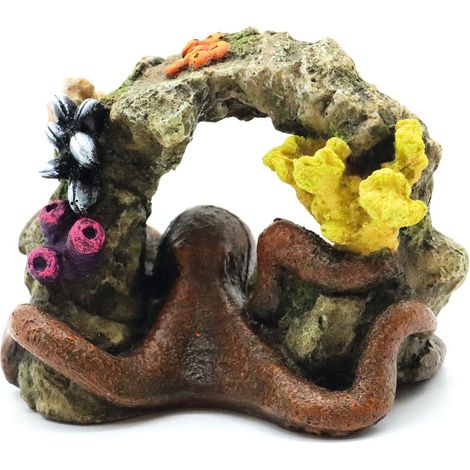 Set 2 pezzi Amtra Deko Pietra Arco e polpo Con Coralli colori assortiti