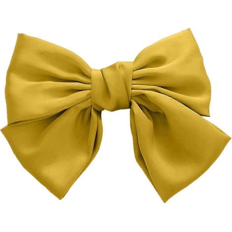 Barrette à cheveux double couche en satin uni antidérapant, style rétro, accessoire de coiffure princesse pour un rendez-vous.-Yellow (1/5)