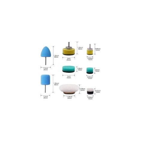 Mini kit de pulido, 16 piezas, 15 mm, 25 mm, almohadilla de pulido, esponja de pulido, bola de pulido, kit para lijado de automóviles - Crezuo