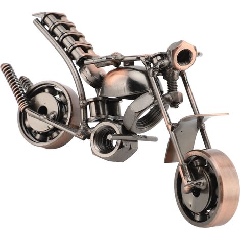 Metal Motorcycle Model 15x6x9cm Bronze Iron Motorcycle Decoration with Rotatable Wheel (1/5)