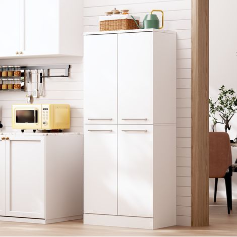 Mobile cucina alto 76 x 42 x 179,5 cm, 4 ante, bianco lucido, MDF HAVRYA (1/5)