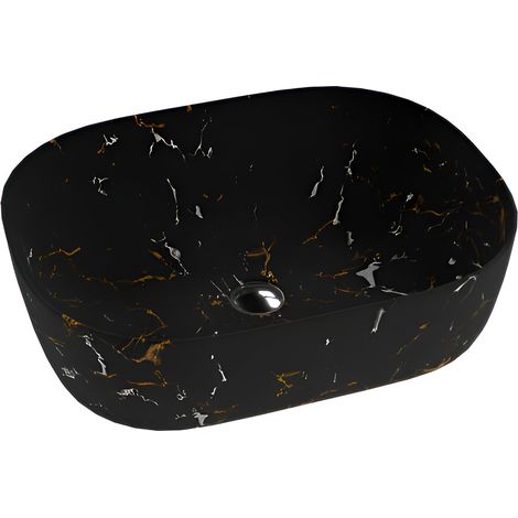 Vasque a poser lavita vasque a poser elegante et compacteproduit en porcelaine de haute qualite rectangulaire 50x385x145 cm noir