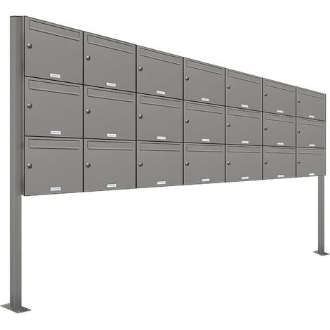21er Premium Standbriefkasten RAL 9007 freistehend Postkasten Ständer 7x3 (1/5)