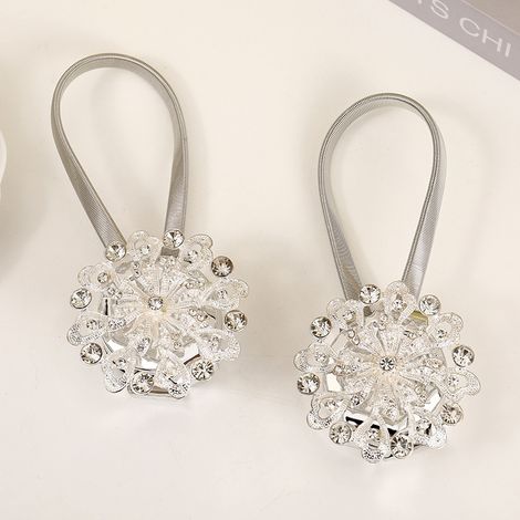Embrasses de rideaux magnétiques en acier inoxydable, 2 pièces, fleur de cristal, Clips de rideau flexibles élégants, boucle pour salon chambre à coucher (1/5)