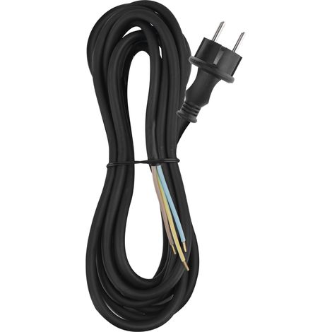 EMOS Cavo di collegamento in gomma, 10 m, cavo di alimentazione, cavo di collegamento per carichi meccanici, cavo di collegamento Schuko, 3 x 1,5 mm2, gomma H07RN-F/neoprene, nero (1/5)