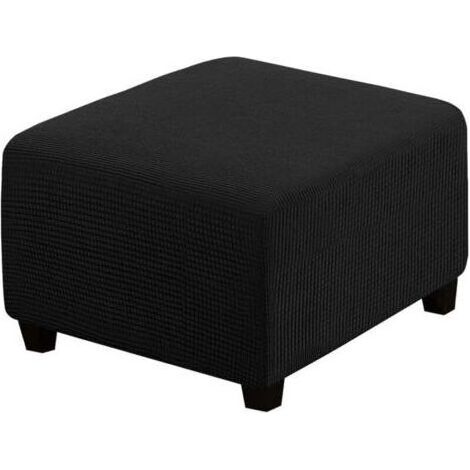 Housses Extensibles pour Tabouret de Rangement - Tissu Élasthanne Noir, Protection avec Élastique (1/4)