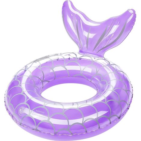 Bouée Queue de Sirène 70 cm Violette – Semi-transparente avec motif écailles, très épaisse et sûre, adaptée aux enfants de 5 à 9 ans (20 à 35 kg) (1/4)