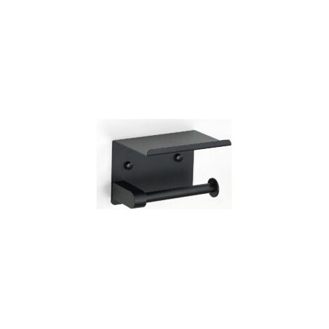 Portarrollos de papel higiénico de pared en acero inoxidable 304, montaje con tornillos o adhesivo 3M, color negro - Crezuo