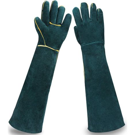 Gants manipulation animaux, anti-morsures reptiles/serpents/chiens/chats/lézards/oiseaux (1/4)