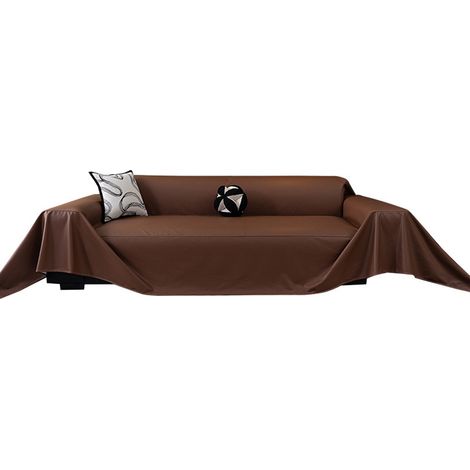 Housse de canapé en cuir synthétique imperméable pour sectionnel, protection chiens/chats, dark coffee, 180x150 cm