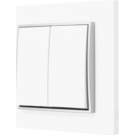 Interruptor doble con marco Karlik Mini, blanco/plata (1/4)