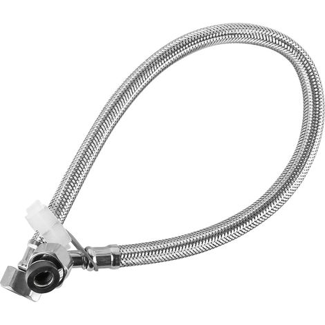 Raccords de tuyaux flexibles à compression coudés à 90° de 50 cm de long, tuyau simple 15 mm 1/2" BSP, tuyau flexible tressé en acier inoxydable pour plomberie, salles de bains, cuisines (1/5)
