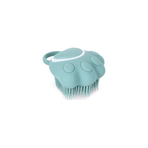 Spazzola da bagno per cani e gatti, dispenser di shampoo e massaggiatore in silicone per cani e gatti a pelo corto e lungo (a forma di zampa blu) - 1 pezzo - Crezuo