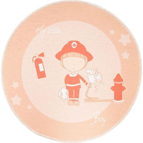 Tapis Rond Enfant Imprimé "Bambini" 160cm Orange (1/5)