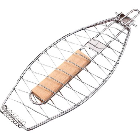 Panier de barbecue pliable en acier avec mécanisme de verrouillage pour poissons, viandes et légumes (1/5)